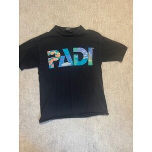 Vintage PADI Sportswear T Shirt Mens Large Black Scuba Diving Graphic USA Made